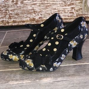 Ruby Shoo navy blue with yellow accents